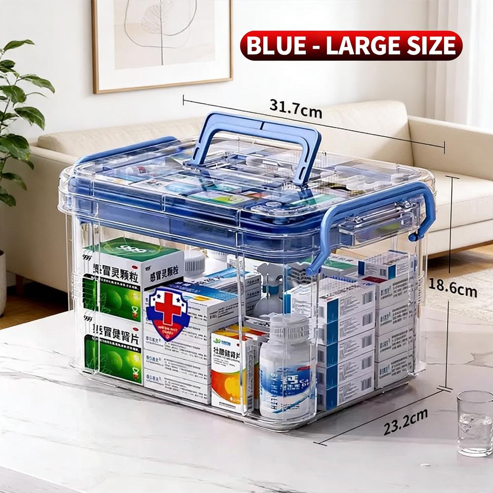 Multifunctional Home Medical Box Double Layer Medicine Chest Portable Emergency Drug Storage Case Family First Aid Kit