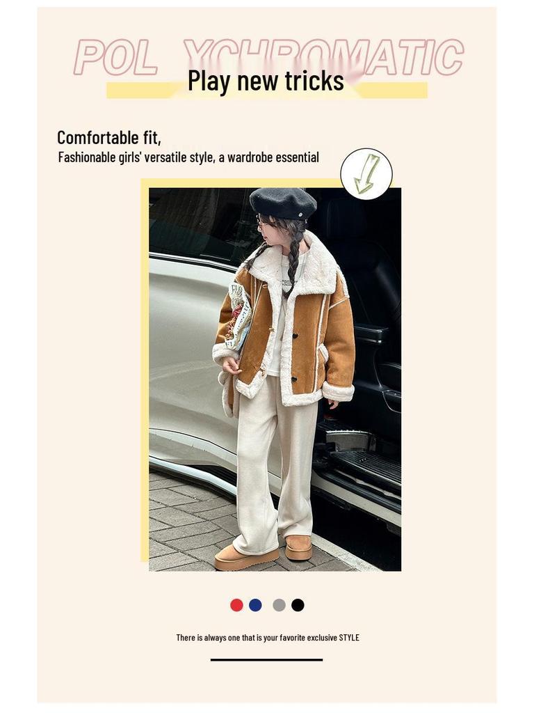 Big Girls' Stylish Thickened Shearling Coat - 2025 Autumn/Winter Fashion