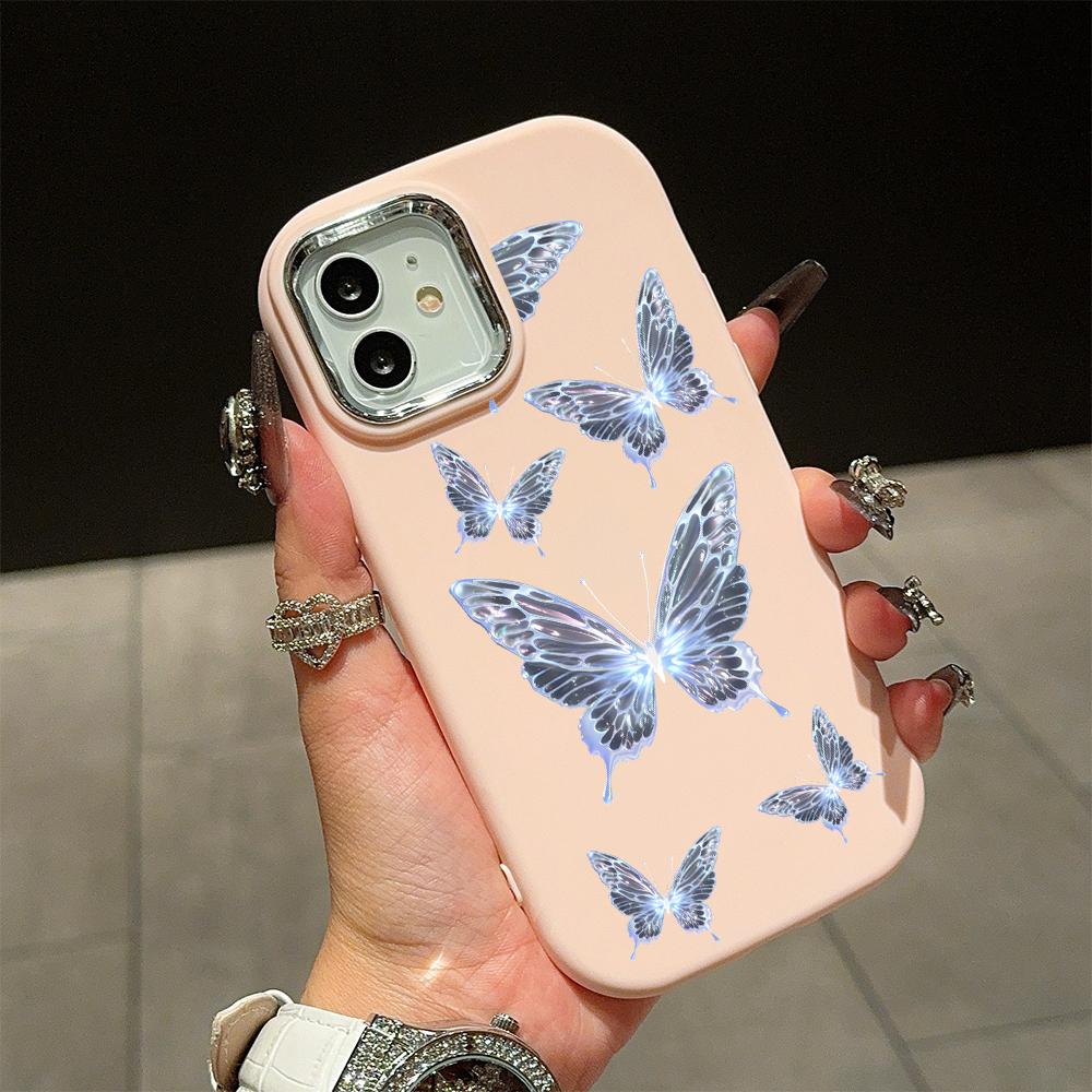 Jednobarevný stříbrný okraj čočky měkký tekutý silikon nárazuvzdorný obal na telefon pro iPhone Samsung Huawei Honor Xiaomi Redmi OPPO Realme Vivo Infinix Tecno