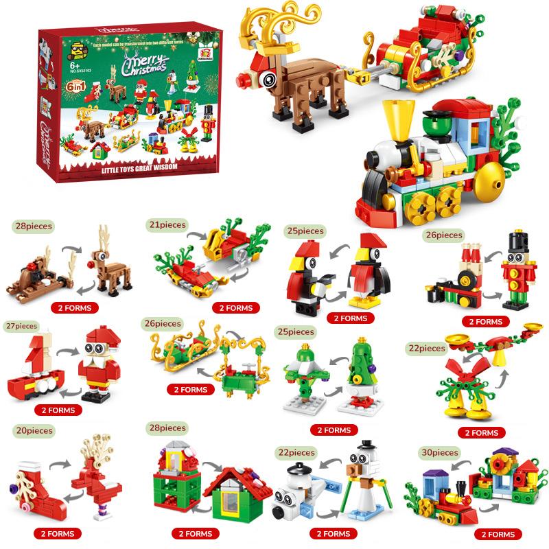 Non-Toxic Christmas Building Block Santa Claus Snowman Elk Tree Micro Brick Puzzle Assembly Model Home Decoration Party Gift Kid Toy