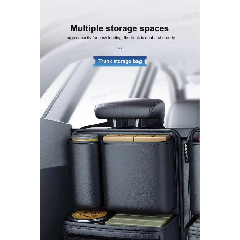 SEAMETAL High-Capacity Car Trunk Storage Bag Leatherette Seat Back Organizer Bag Detachable Hanging Universal Car Storage Pocket