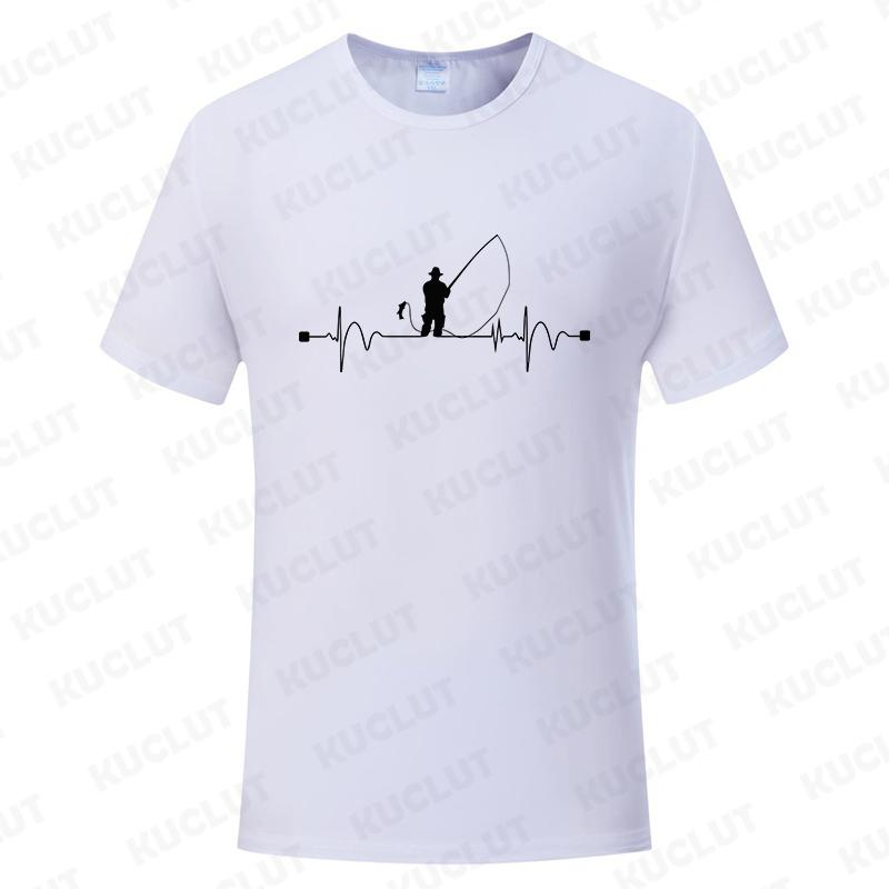 Fishing ECG Mens Tshirt Funny Design Graphic Y2k Tops Summer Male Clothing O Neck Short Sleeve Tees Gifts for Fishing Lovers