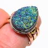 Natural Titanium Druzy Gemstone Two Tone 925 Solid Silver Gift Ring S.6.5 M7u31