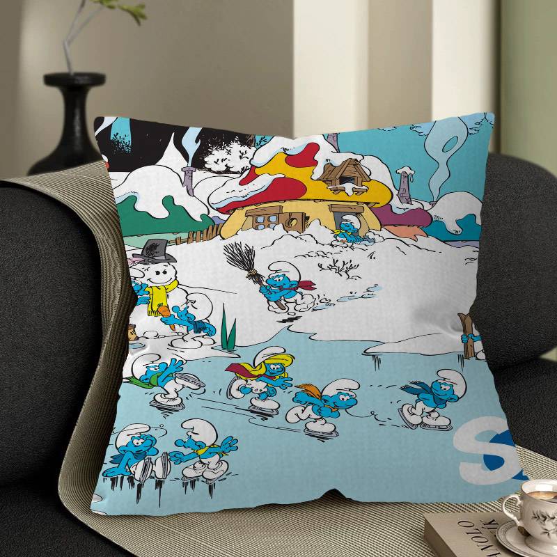 Cartoon Cute S-Smurfs Personalized Pillow Cover Kids Bedroom Wild Party Decor Pillowcase Kid Birthday Shower Gift