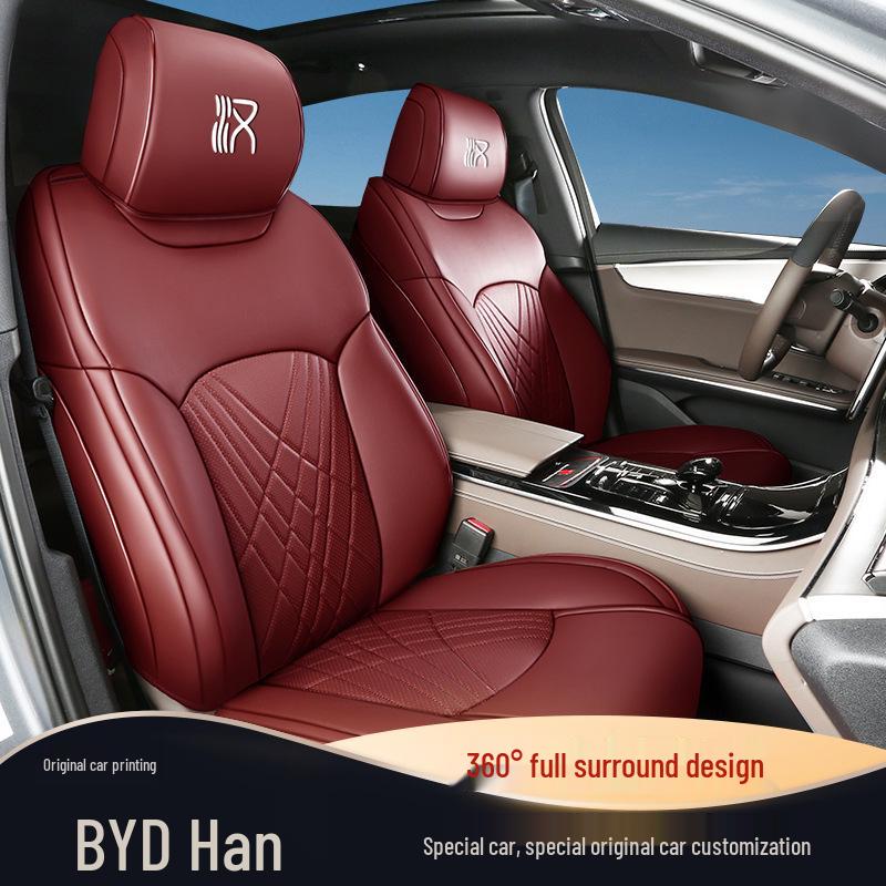 Durable Leather Seat Cover for BYD Han - Suitable for All Seasons, Fits Five Seats