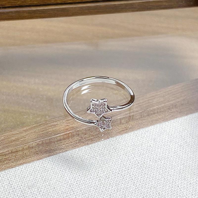 Day Cold Wind Zircon Light Luxury High Sense Open Ring Exquisite Geometric Personality Niche Ring Woman