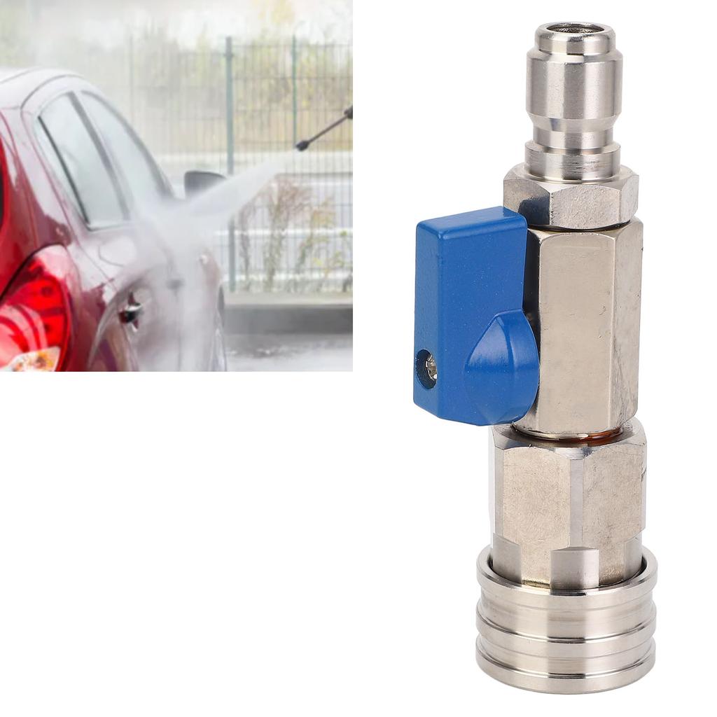 High Pressure Washer Ball Valve Stainless Steel 4500PSI 3/8 Inch Quick Connect Ball Valve for Power Washer Hose