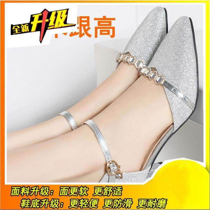 

2025 Мода Новые Босоножки Баотоу на Среднем Каблуке Универсальные Женские Темпераментные Остроносые Летние Удобные Мягкая Подошва Высокие Каблуки Женские 40