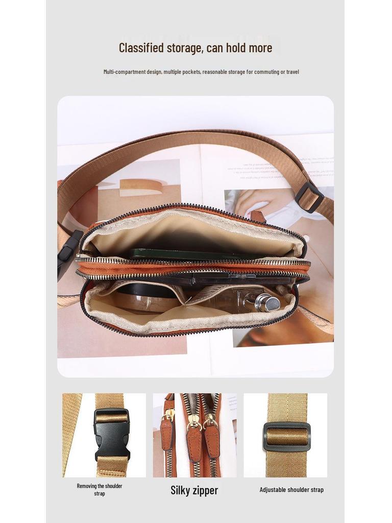 Unisex crossbody ledvinka z PU kůže s nastavitelným popruhem