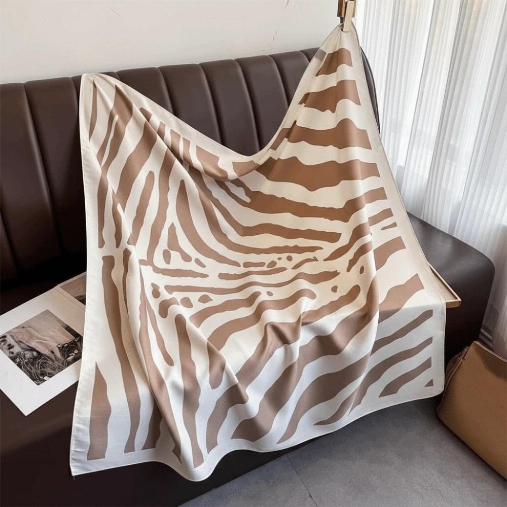 Breathable 90 CM Square Scarf Patterned Shawl Printed Silk Scarf  Bag Accessories хаки