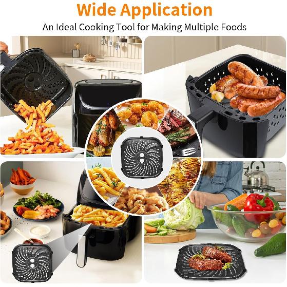GCQ Air Fryer Replacement Parts for PowerXL Vortex Pro 8 QT Air Fryer, Oval 10''*10''Food Grade Stainless Steel Air Fryer Accessories Grill Pan Grill