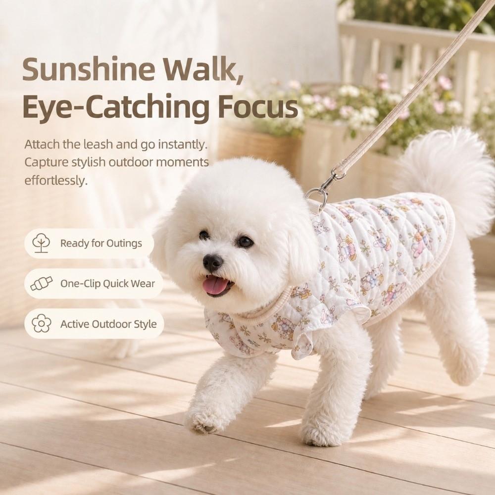 Cartoon Print Dog Coat Thickened Pet Warm Jacket Warm Pet Cotton Vest  Outdoor Photography