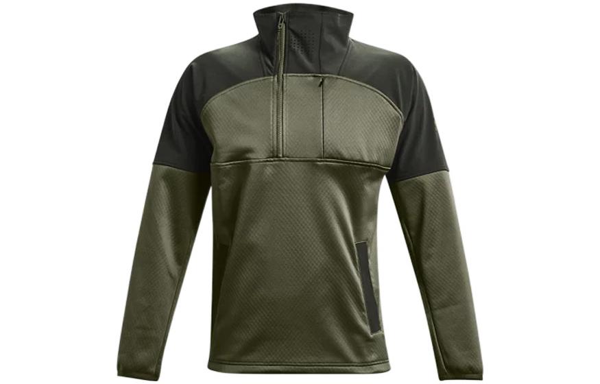 Under Armour RUSH Sweatshirts Men s Army Green Stand Collar Moderate Regular 1366122-390 XXL