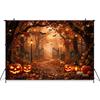 Mocsicka Autumn Photography Backdrop Halloween Decorations Backgrounds Yellow Maple Leaves Fall Pumpkin Shooting Props Photocall