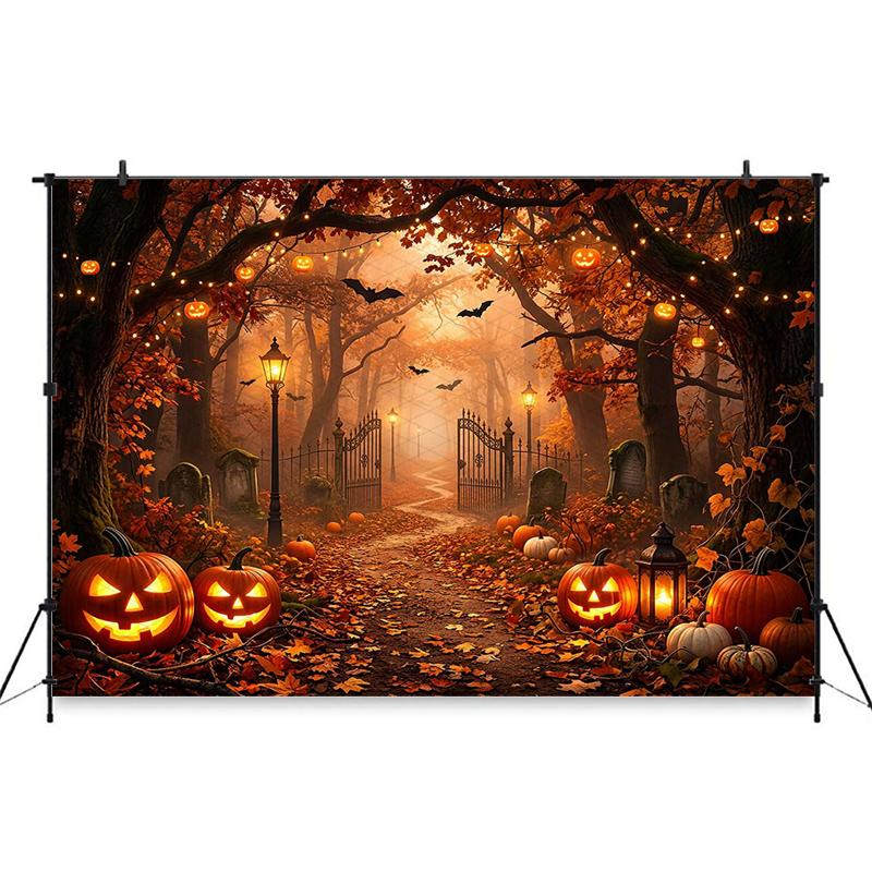 Mocsicka Autumn Photography Backdrop Halloween Decorations Backgrounds Yellow Maple Leaves Fall Pumpkin Shooting Props Photocall