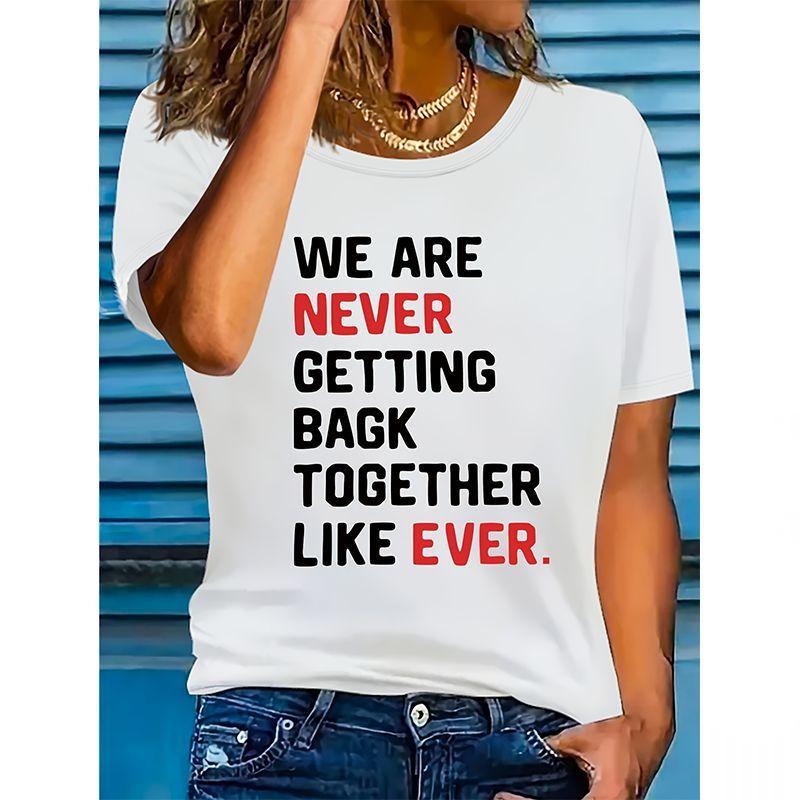 Letter Print T-shirts Fashion Kawaii Round Neck Modern Short Sleeve Shirt 90s Trend Casual Women Clothing Summer Short Sleeve