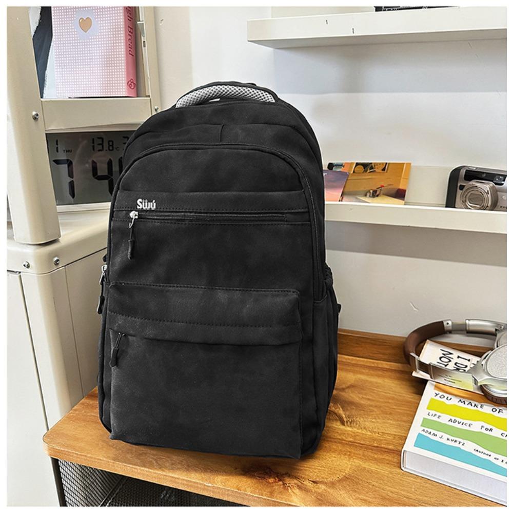 New simple solid color backpack large capacity water-proof junior high school high school student schoolbag 15.6 inch travel backpack