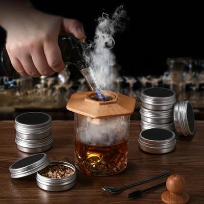 1 Set Bartending Set Accessories Creative Hexagon Cocktail Smoked Wood Lid SetWooden Cocktail Shaker AccessoriesBartending Tools