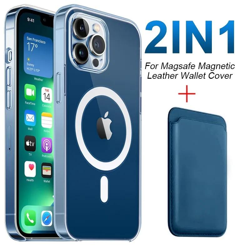 Strong Magnetic Card Holder Wallet Macsafe Case For For Iphone 16 1 14 13 12 Mini 11 Pro Max 7 8 X XS Mag Safe Clear Cover