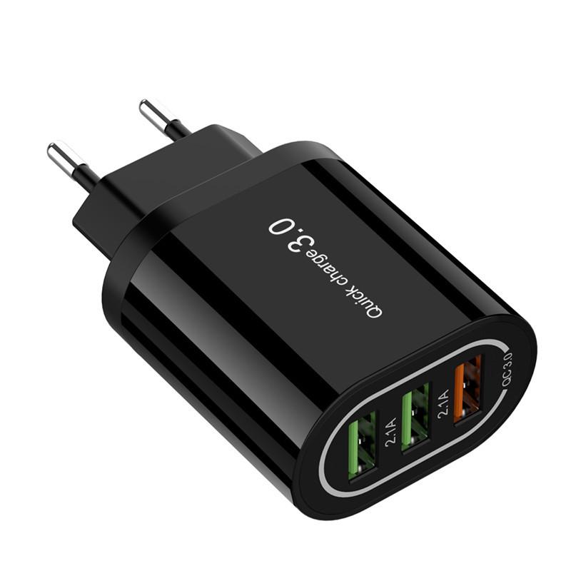 3A QC3.0 3-USB Fast Charger - EU/US Standard for Mobile Phones
