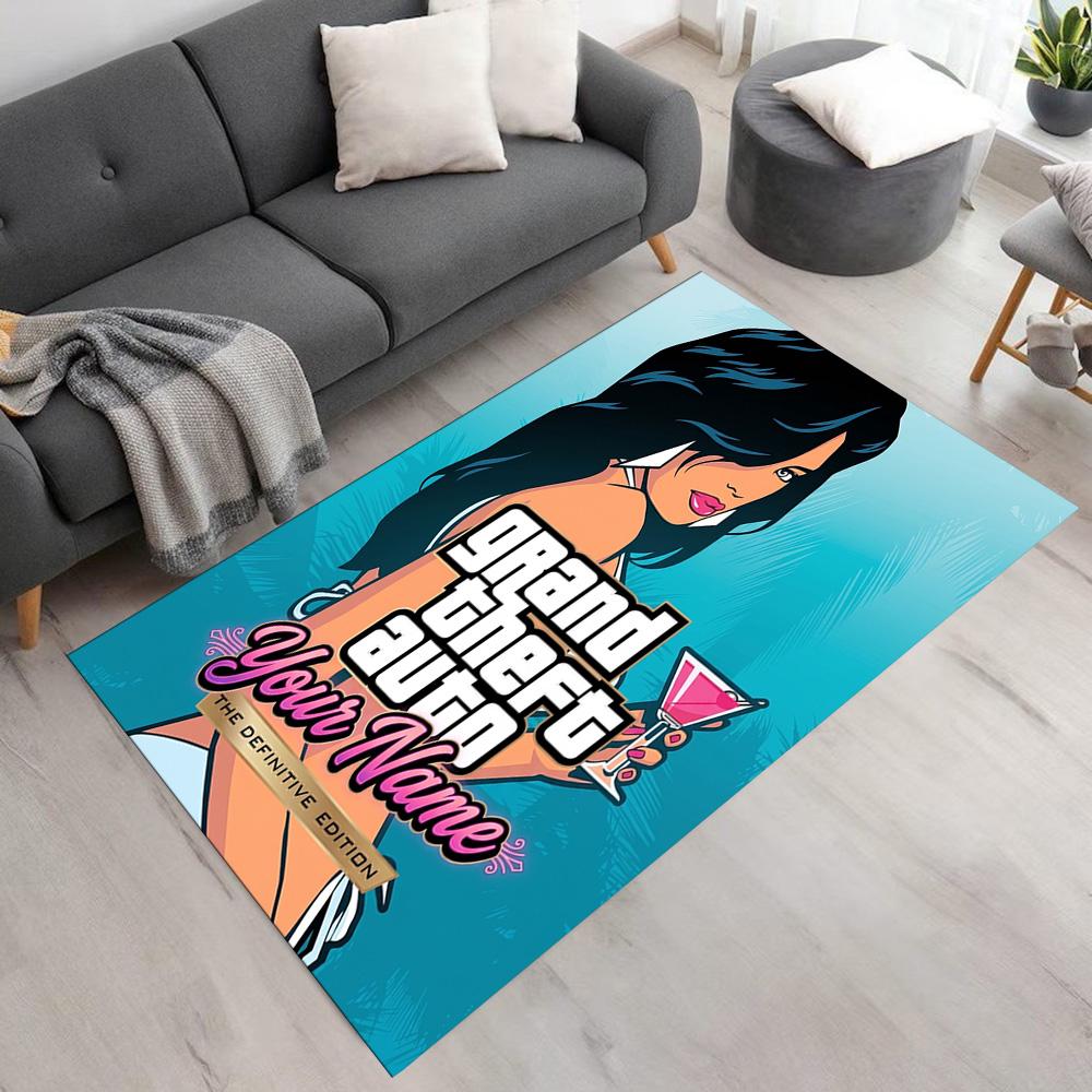 Grand Theft Auto Customize Your Name Area Rug Suitable for Decorate room Game Room Foyer Hallway Antislip Carpet Office home decor Spiritual Gift