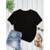Black Casual T-Shirt Letter Print Crew Neck T-Shirt, Casual Short Sleeve Top for Spring & Summer, Women's Clothing