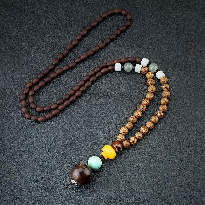 Originální etnický retro dlouhý řetízek na svetr, Nepálské vintage doplňky, Tibetský styl, Literární a univerzální náhrdelník pro muže a ženy