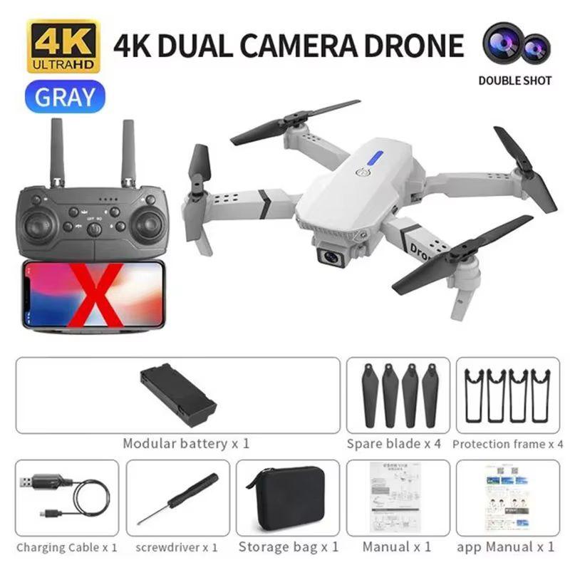 E88 Pro WiFi FPV Drone. Wide-angle HD 4K/1080P Camera, Height Hold, Foldable. Ideal RC Quadcopter Toy for Christmas Boys Gift.