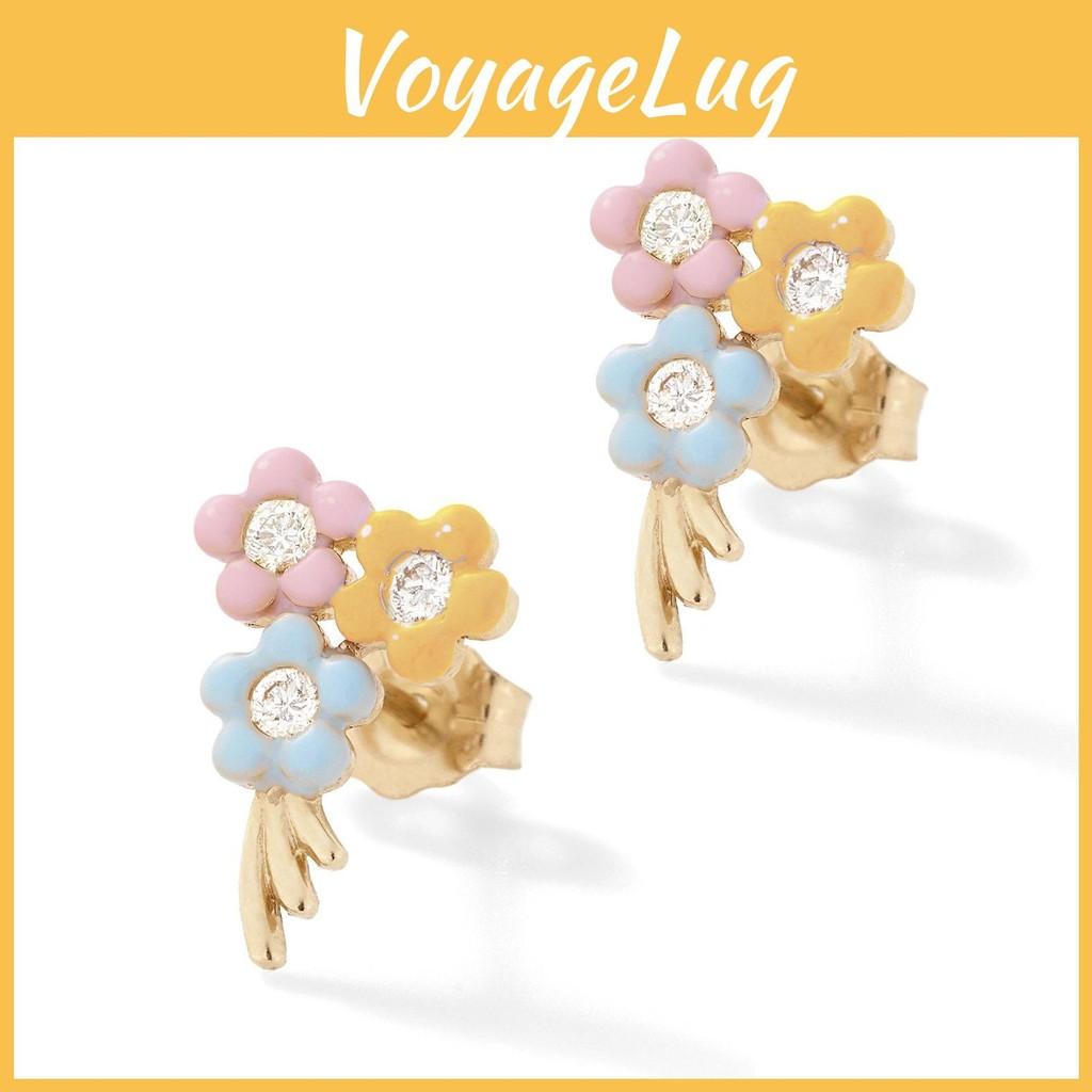 Floral Alloy Modern Earrings With Gemstone Inlays For Fashion Womens