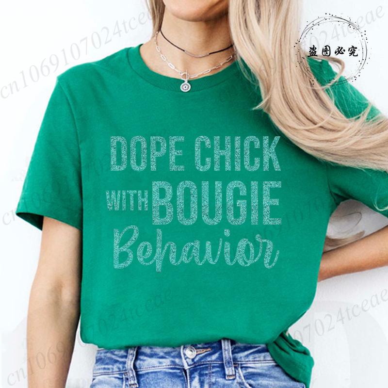 

Girl Womens Tshirt Street Wear Harajuku Tshirt Retro Dope Chick with Bougie Behavior Print Shirts Womens Tshirt Y2k Style 4XL