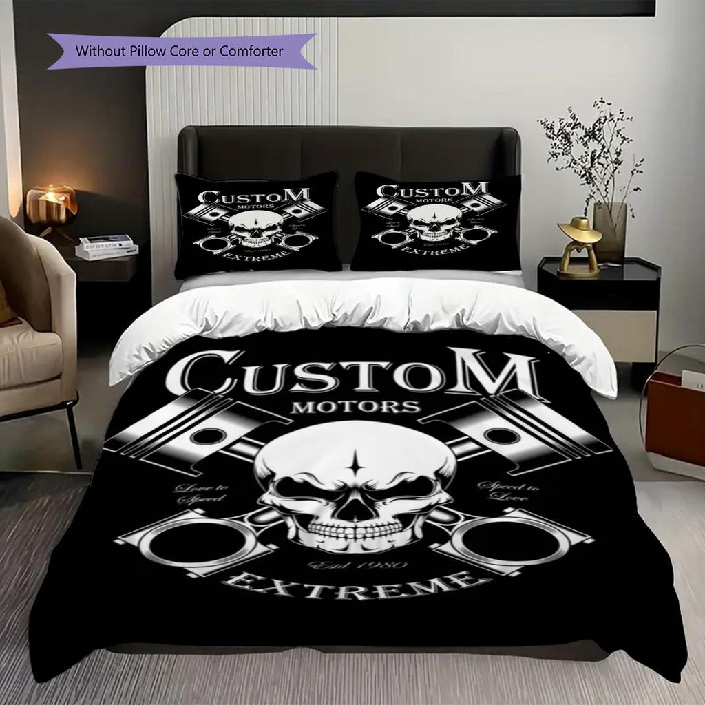 Custom Motorcycles Built Not Bought Bedding (1 * duvet cover + 2 * pillowcase, without core) 2D Flat Soft and comfortable Duvet cover and pillowcase