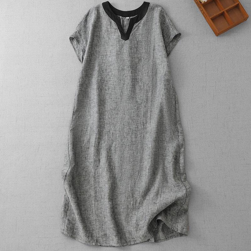 Artistic Women s Loose Casual Sleeveless Summer Dress - High-End Cotton Linen Long Dress M