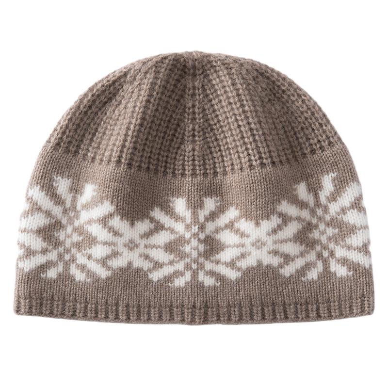 France Paul Fair Island Jacquard Consinee pure cashmere knitted hat bag head cold hat thin face show face small bucket hat