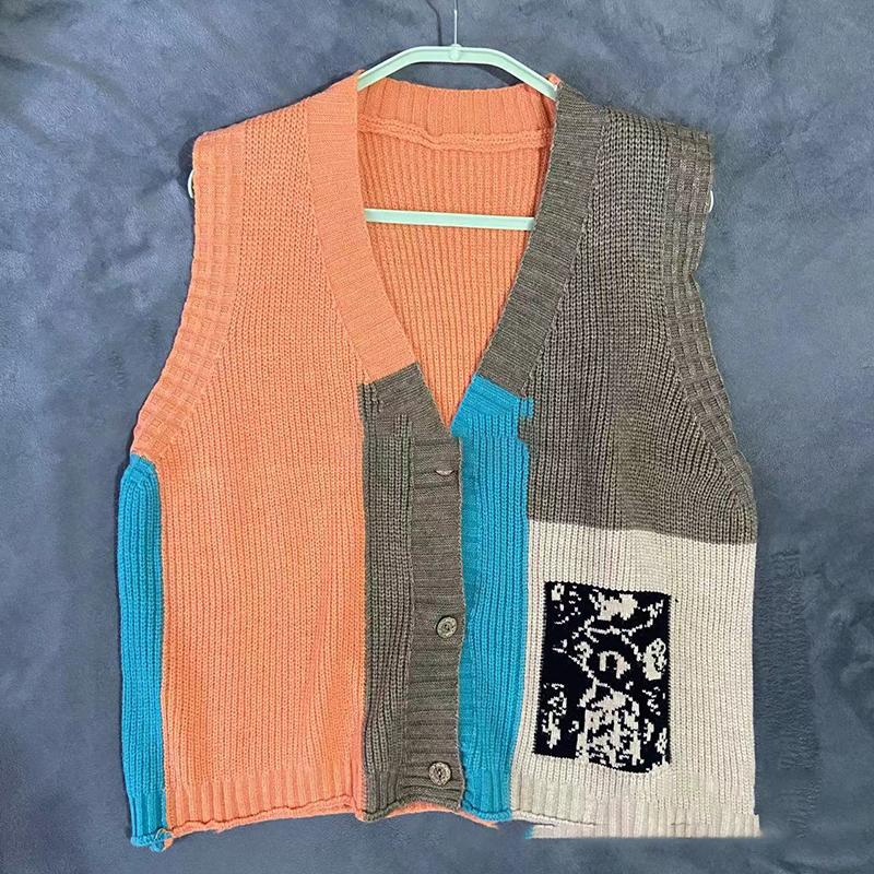 Retro Knitted Vest Cardigan Autumn Winter Loose Small Sweater Tank Women Outwear Sweater