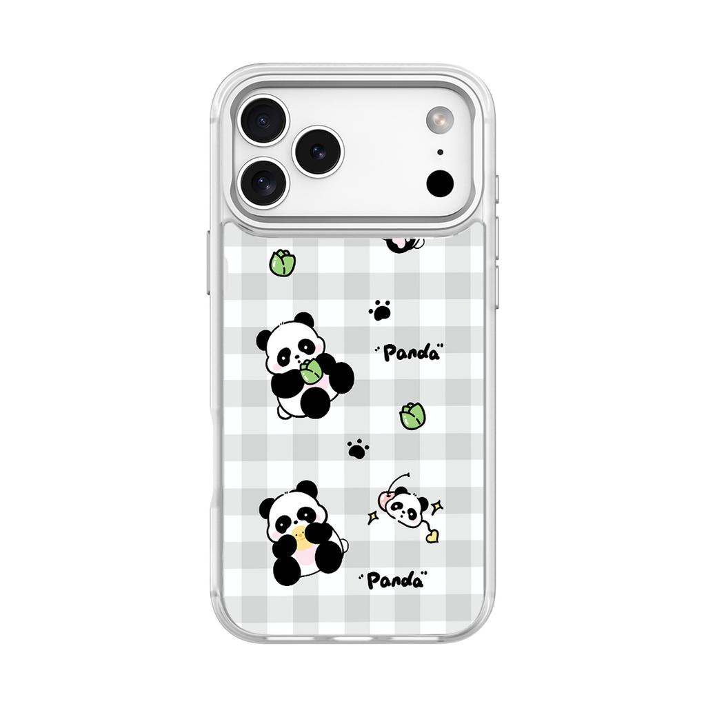 Applicable to Apple 17 mobile phone case, advanced sense 16 replaceable back plate 15promax magnetic mobile phone case, plaid panda.