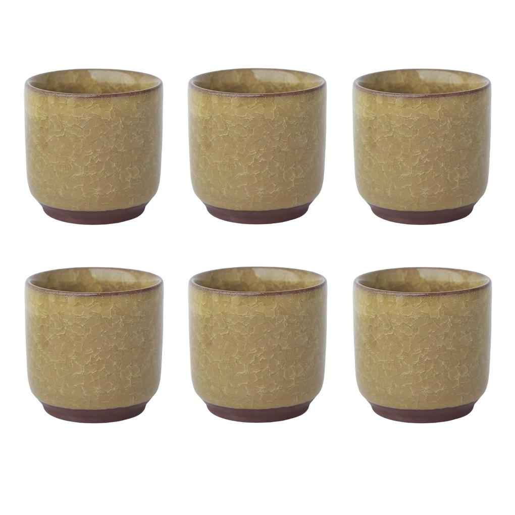 

6 шт. керамические ледяные трещины мини-цветочные горшки для растений цветочные горшки контейнерные посадки офисные домашние садовые украшения для балкона жёлтый