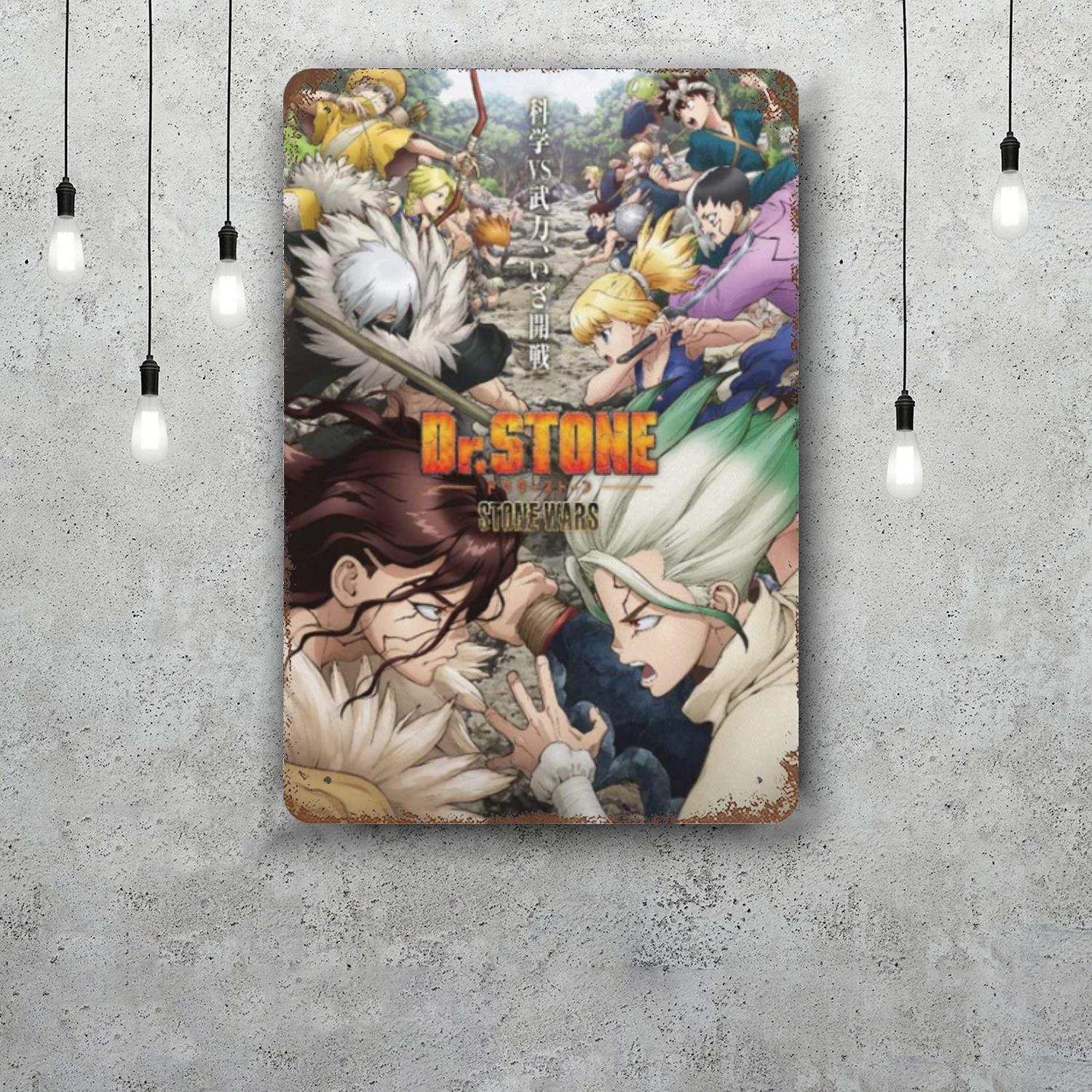

dr stone manga eng anime Decor Poster Vintage Tin Sign Metal Sign Decorative Plaque for Pub Bar Man Cave Club Wall Decoration 20x30cm（7.8x11.8inch）