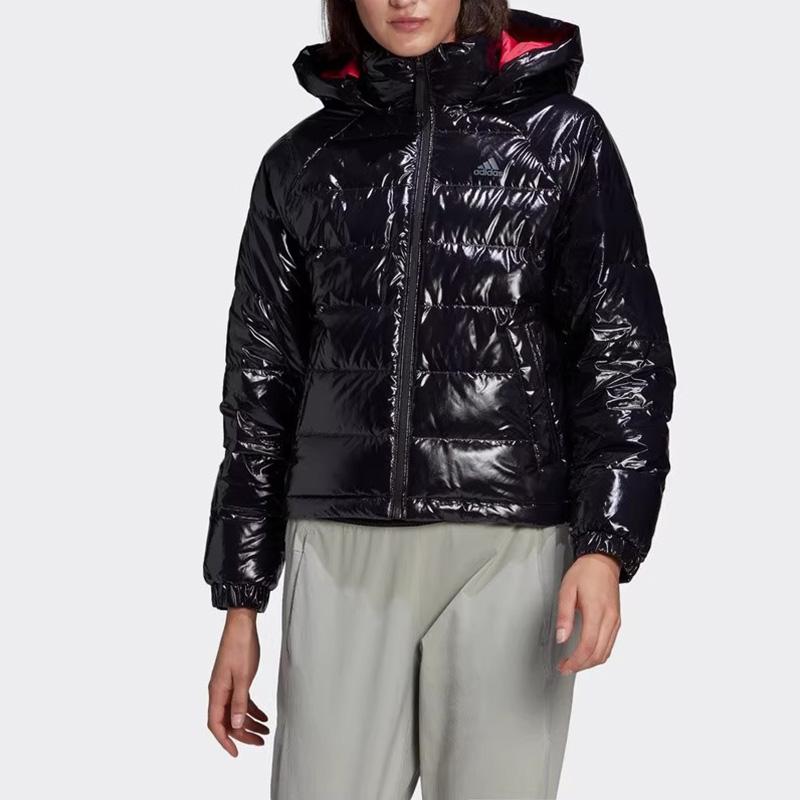 Adidas Comfortable Warm Hooded Long Sleeve Down Jacket Women Outerwear Black GI7951