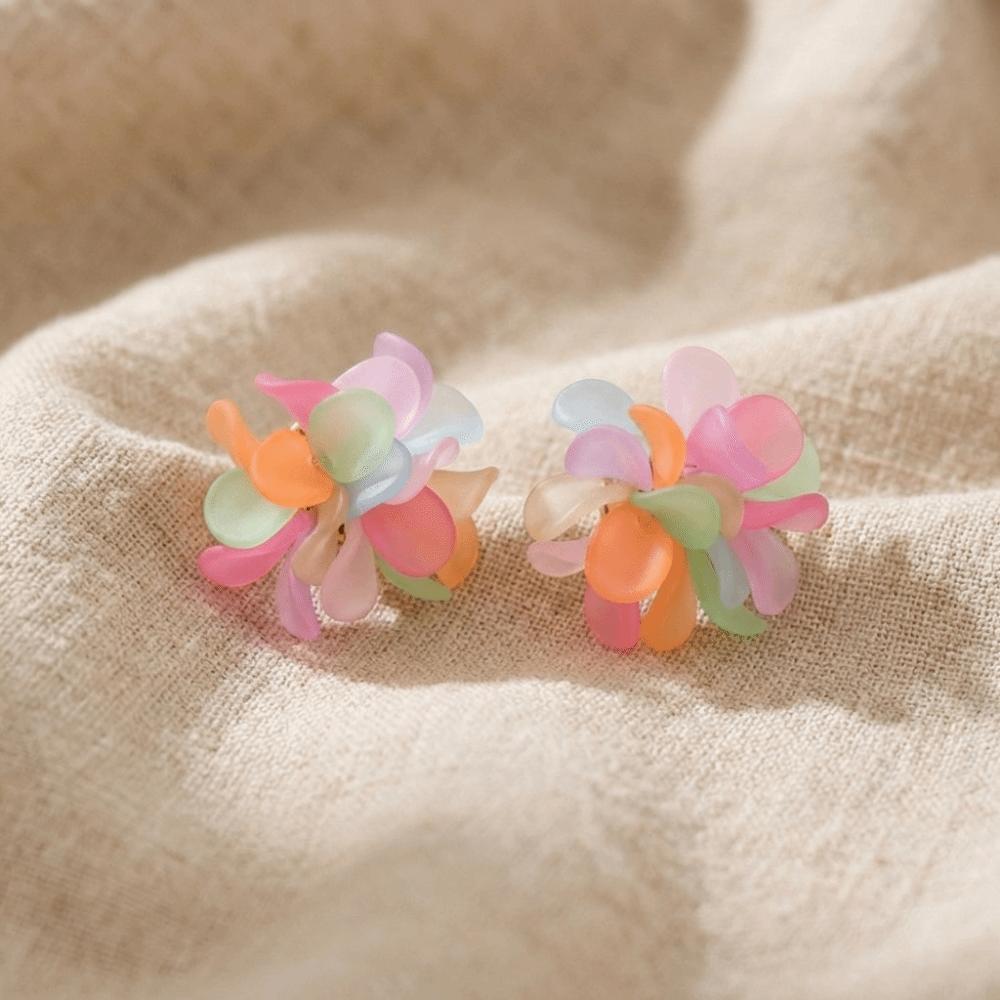 Colorful Mesh Bohemian Earrings Candy-Colored Ethnic Style Earrings Beaded Flower Earrings Women