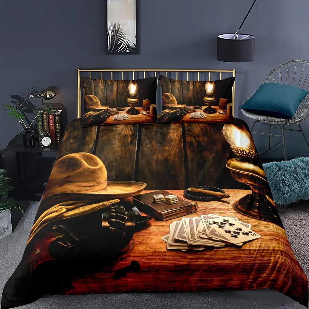 Comforter Poker Queen Modern Card Game Bedding Set Gamer Playing Comforter Gambling Athletics Polyester S
