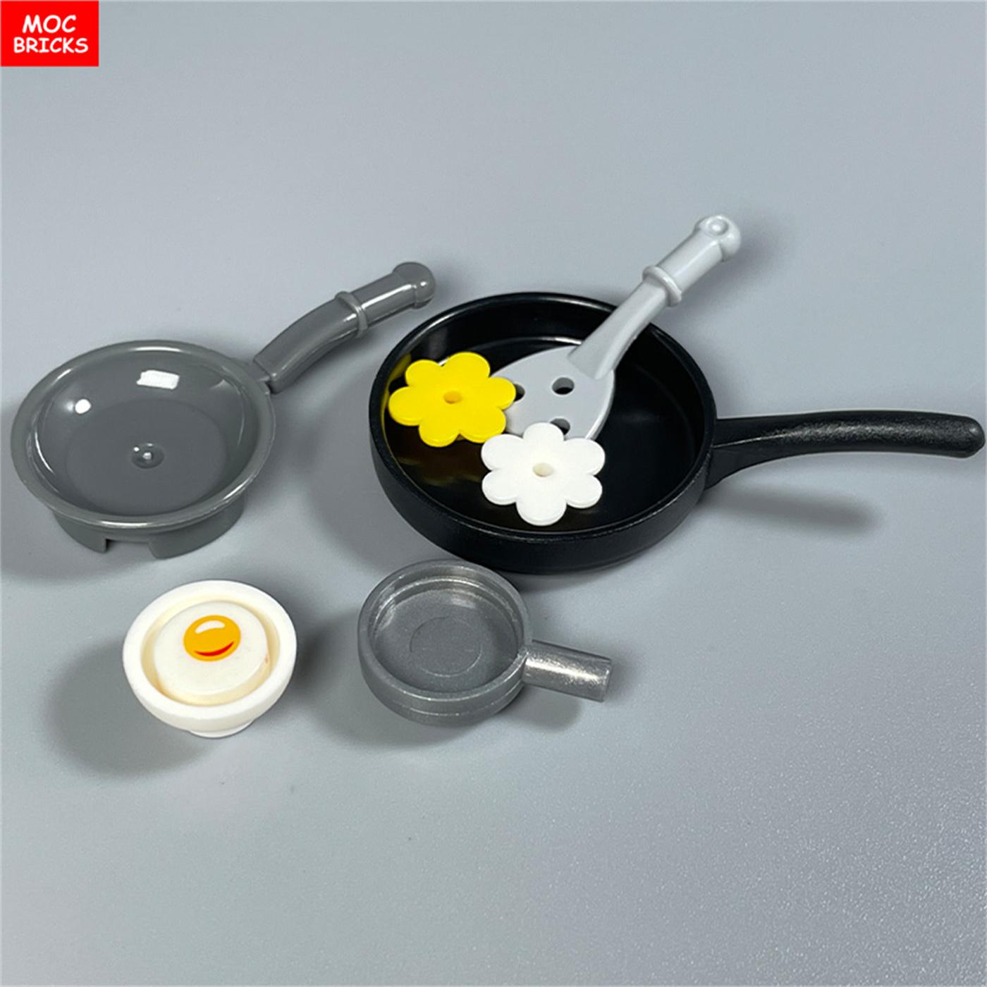 

MOC Bricks Kitchen Implement Pot Saucepan stewpot Fry pan Stockpot Food Cooking Building Blocks City Friend DO-IT-