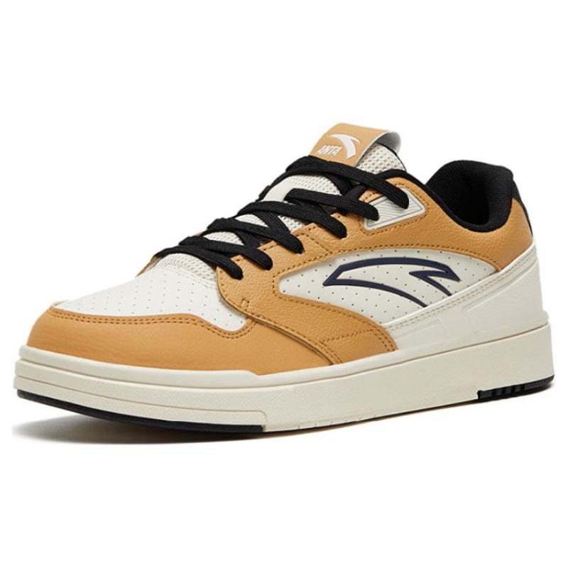 Anta Slip Resistant, Abrasion Resistant, Lightweight Low Top Skateboard Shoes Men's White Yellow Sneakers 912318016-5