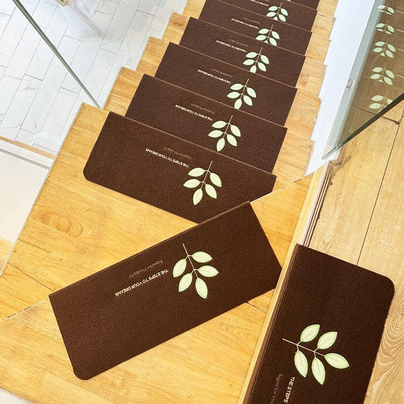 Luminous Self-Adhesive Stair Tread Mats - Splicable, Glue-Free, Solid Wood Protection Carpets