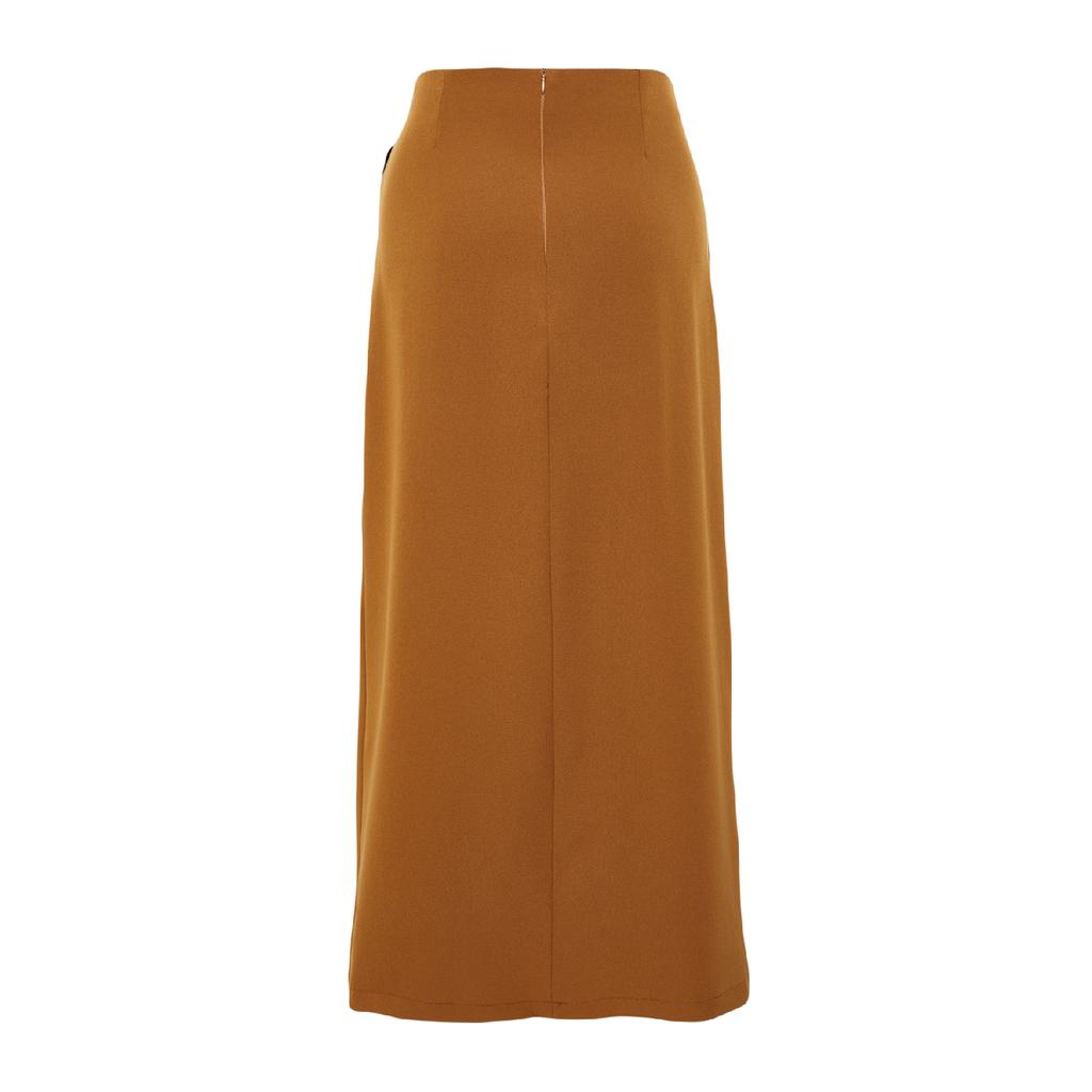 Navy Blue Belt Detailed Woven Skirt Tctaw24ee00014