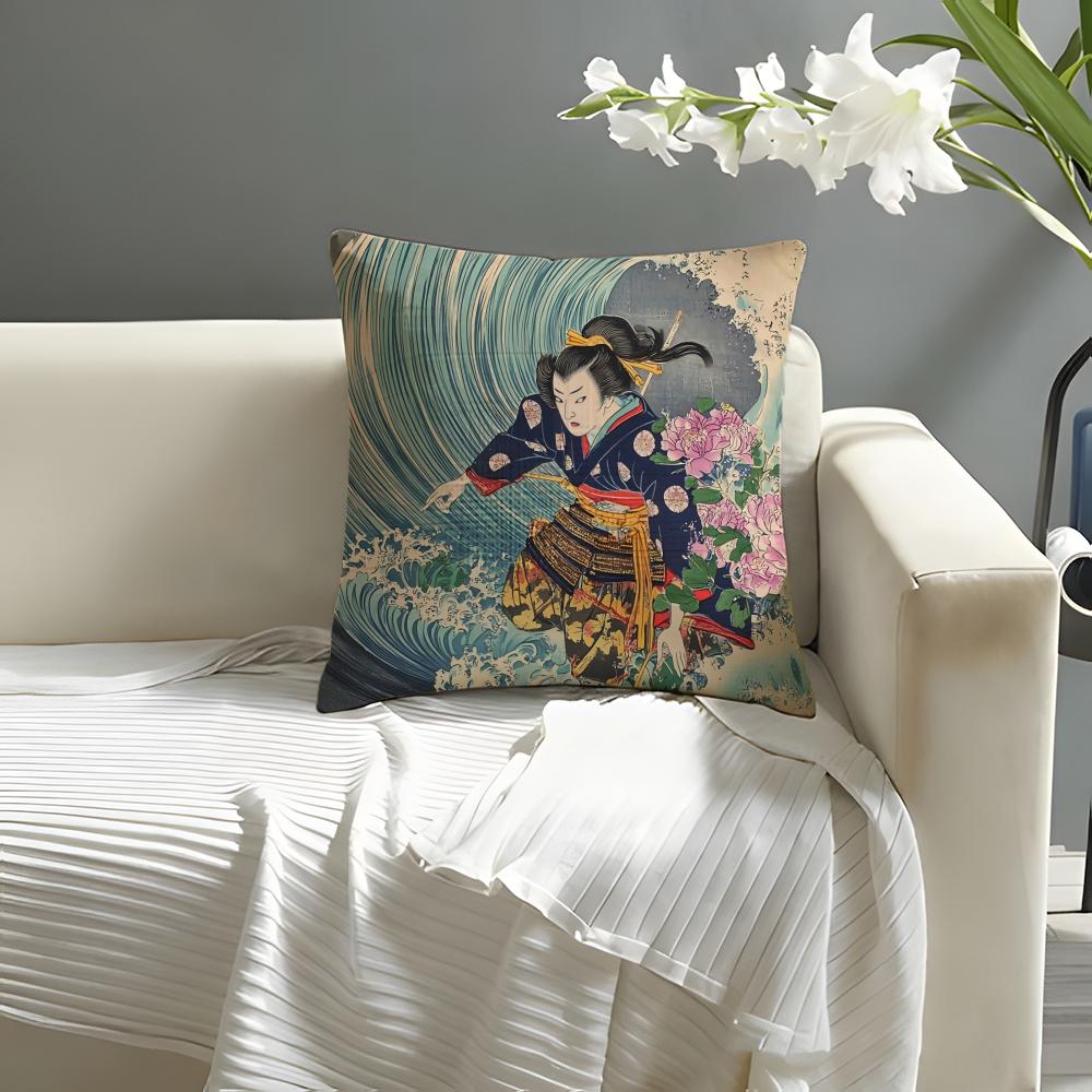 Fashion Mmarine Day Pillow Case Natural Linen Organic Fabric DoubleSided Printing Sofa Home Decor Cushion Cover