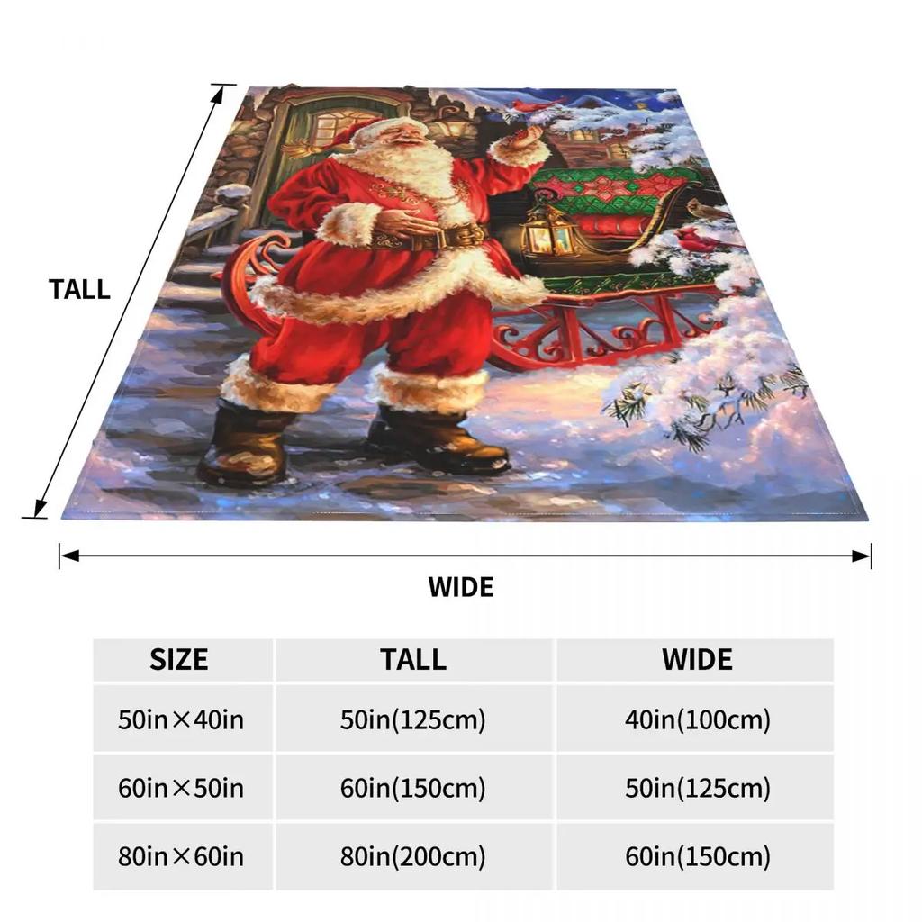 Christmas-Santa-Claus Blankets Nordic Merry Christmas New Year Wool Throw Blanket Summer Air Conditioning Lightweight Bedspreads