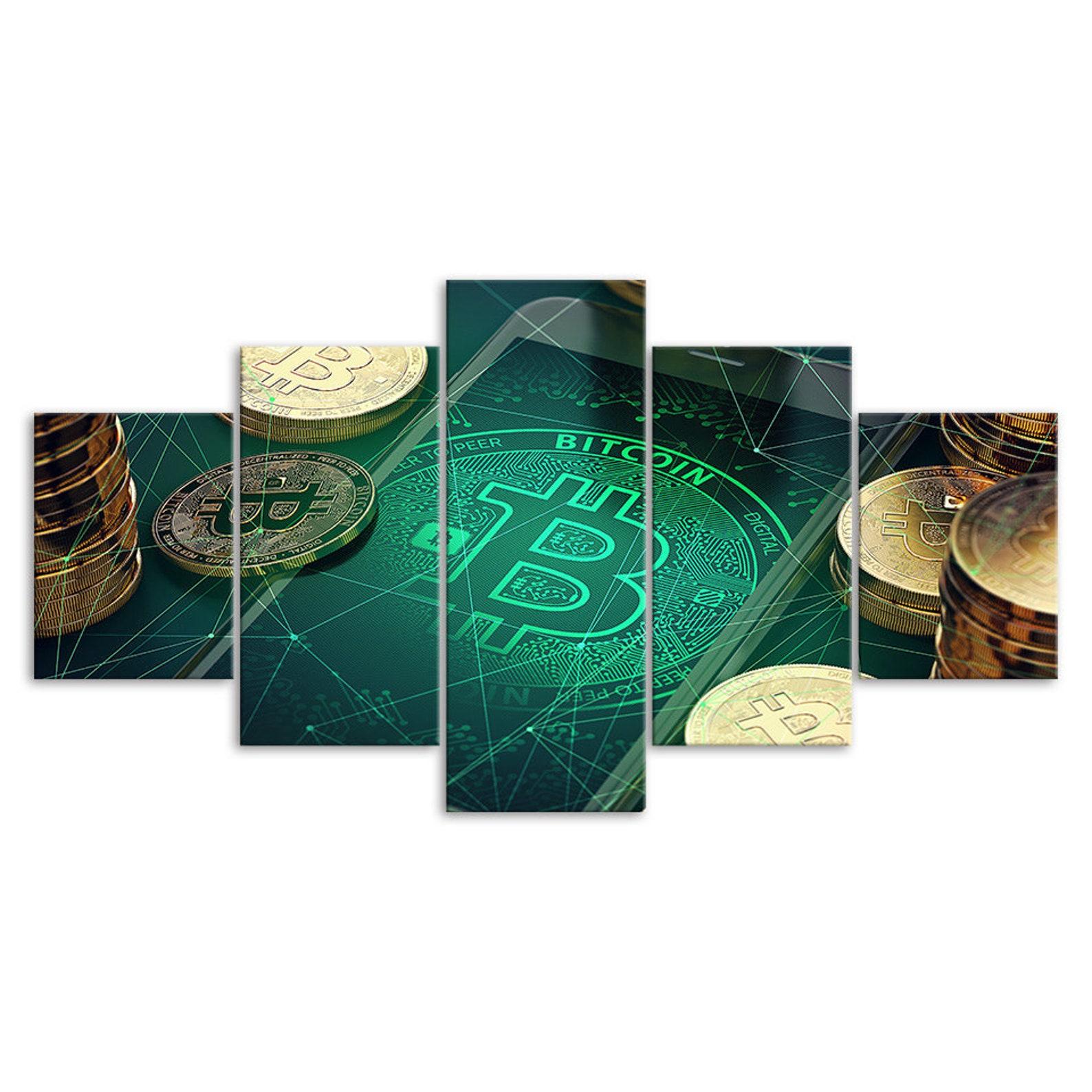 

Bitcoin Network Crypto Poster 5 Piece Five Panel Wall Canvas Print Modern Art Picture Home Decor Gift For Him For Her 20x35 20x45 20x55cm