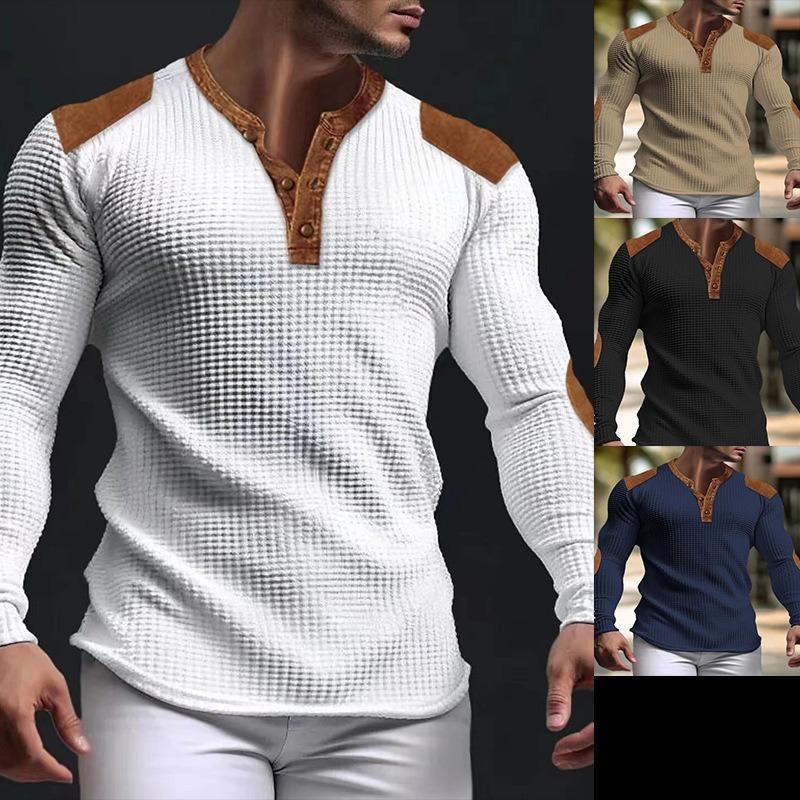 3D Breathable Men's Casual Sweatshirt Autumn V-Neck Top Sports Sweatshirt