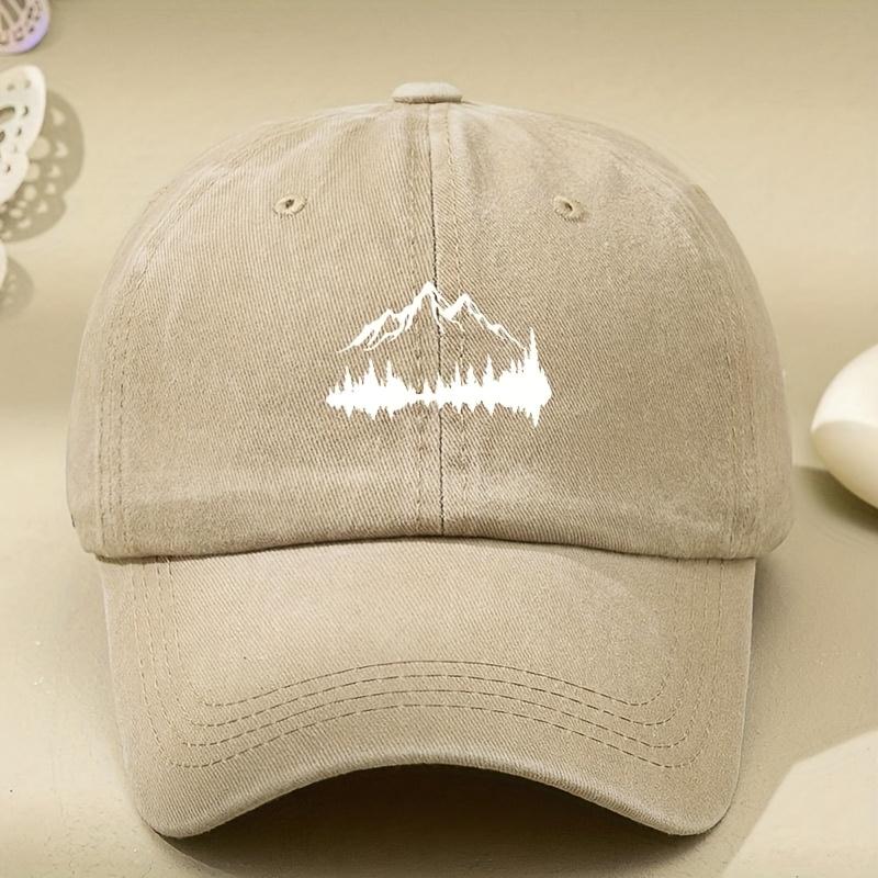 Adjustable buckle baseball cap with forest print, curved brim, outdoor casual duckbill cap, adjustable for sun protection
