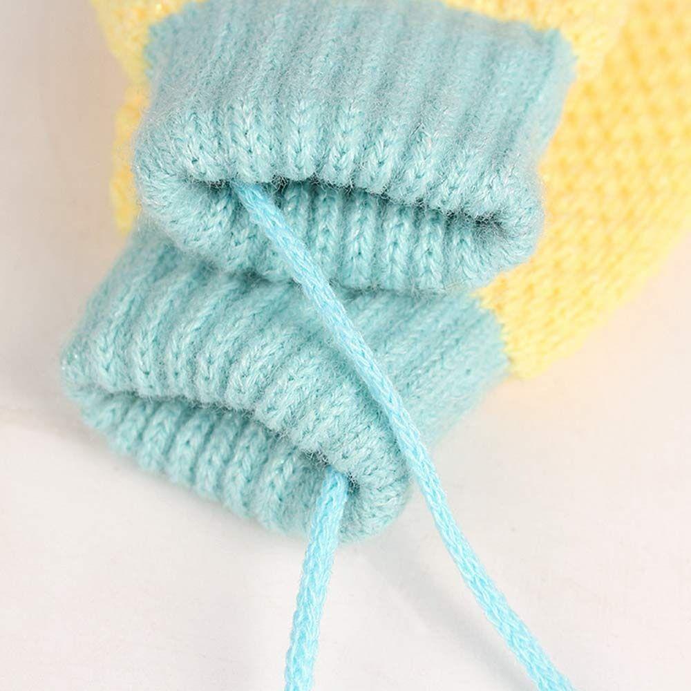 Children Hanging Neck Soft Cute Kids Gloves Knitted Mittens Thick Warm For 2-6 Years Old